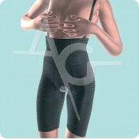 Girdle with abdominal extension above the knee