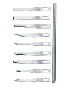 Fine sterile scalpel blade and reusable handle